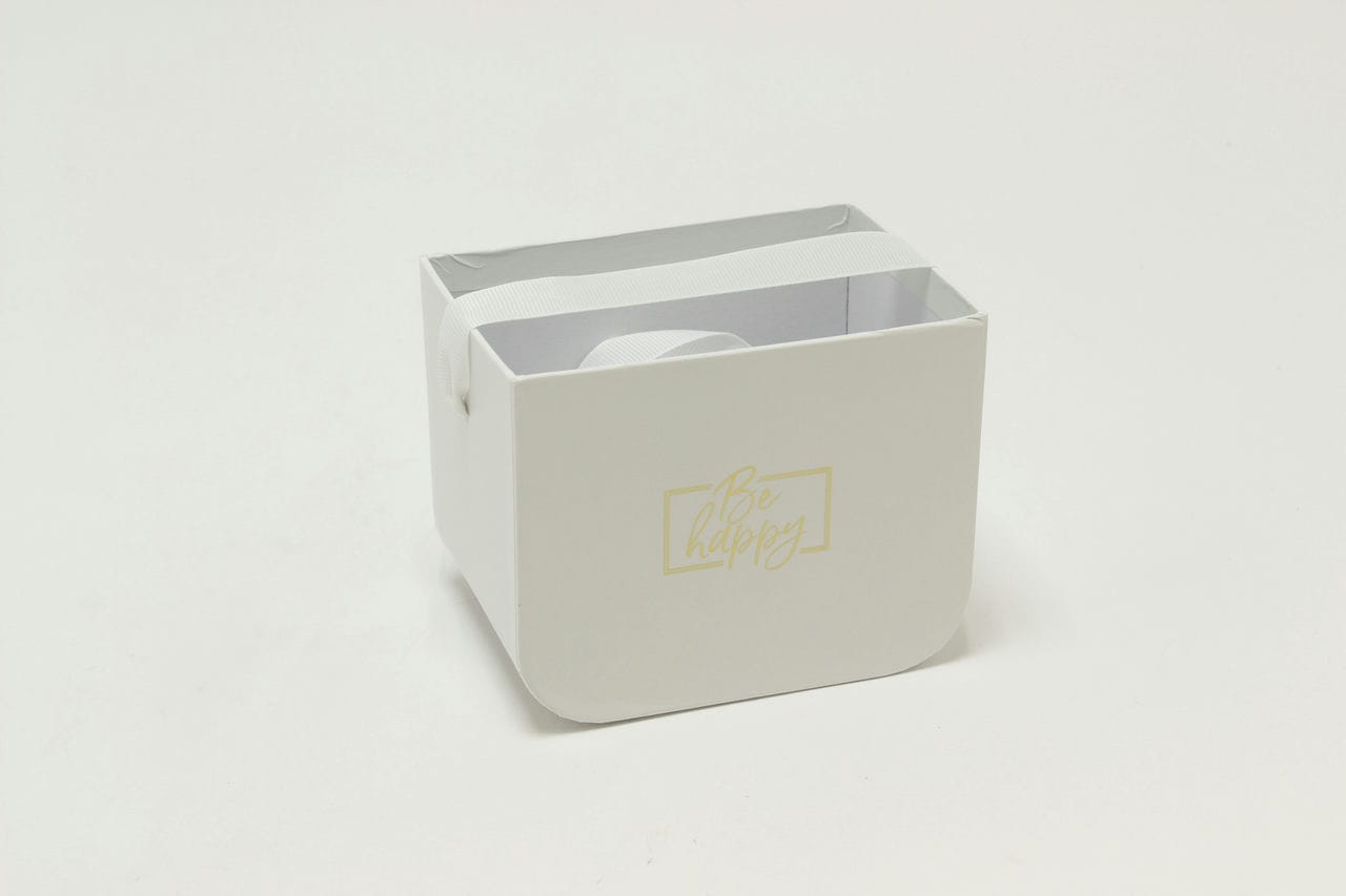 Коробка прямоугольная "Flowers" 12,5*9*10 с закругленнием, Белый (Арт) 720182/10-3