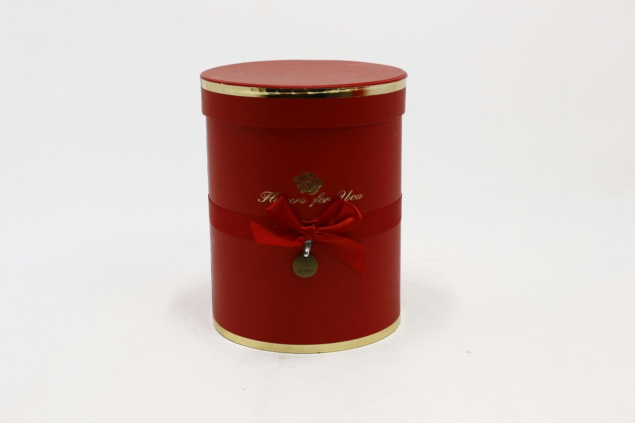Коробка Цилиндр 17*21,5 см "Flowers for you" Красный (Арт) 720950/3-3