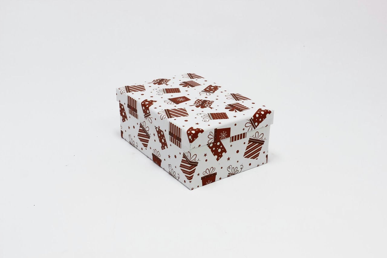 Коробка прямоугольная 22,5*15,8*9,5 см "Подарки" Белый (Арт) 730604/1689-7