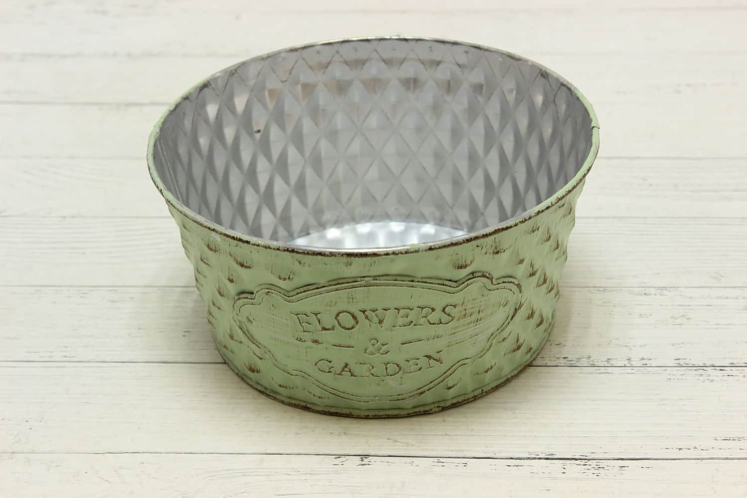 Кашпо для декора "Flowers" D16xH8см, (металл) Зеленый