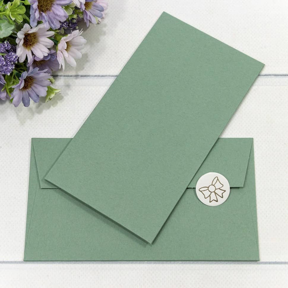 Конверт подарочный 16,9*9,4см Оливковый №1011