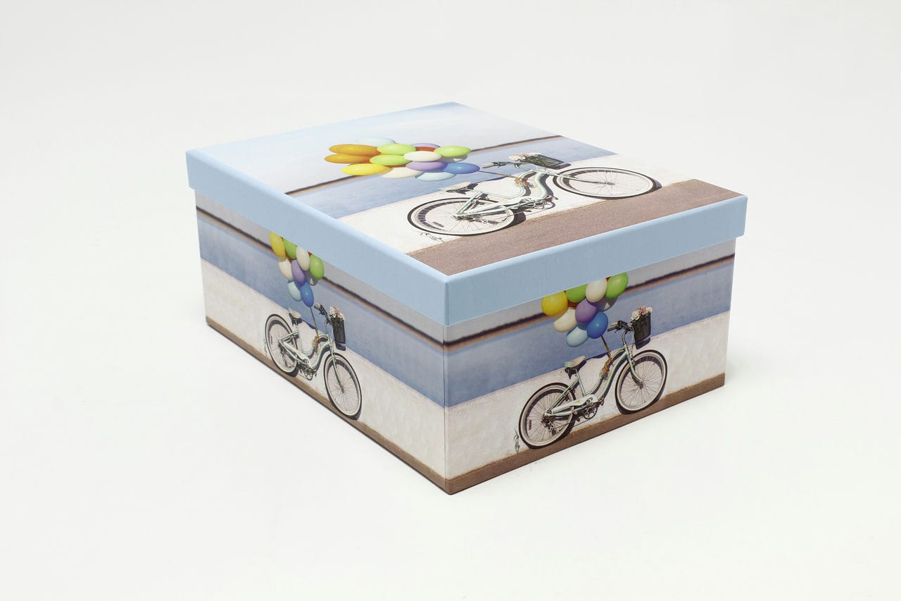 Коробка прямоугольная "Велосипед с шариками" 28*21*12,3 см (Арт) 721605/2218-4