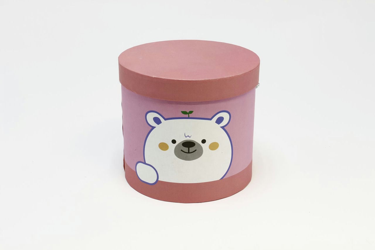 Коробка цилиндр "Мишка" 18.5*17 см, Розовый (Арт) 88008562-1