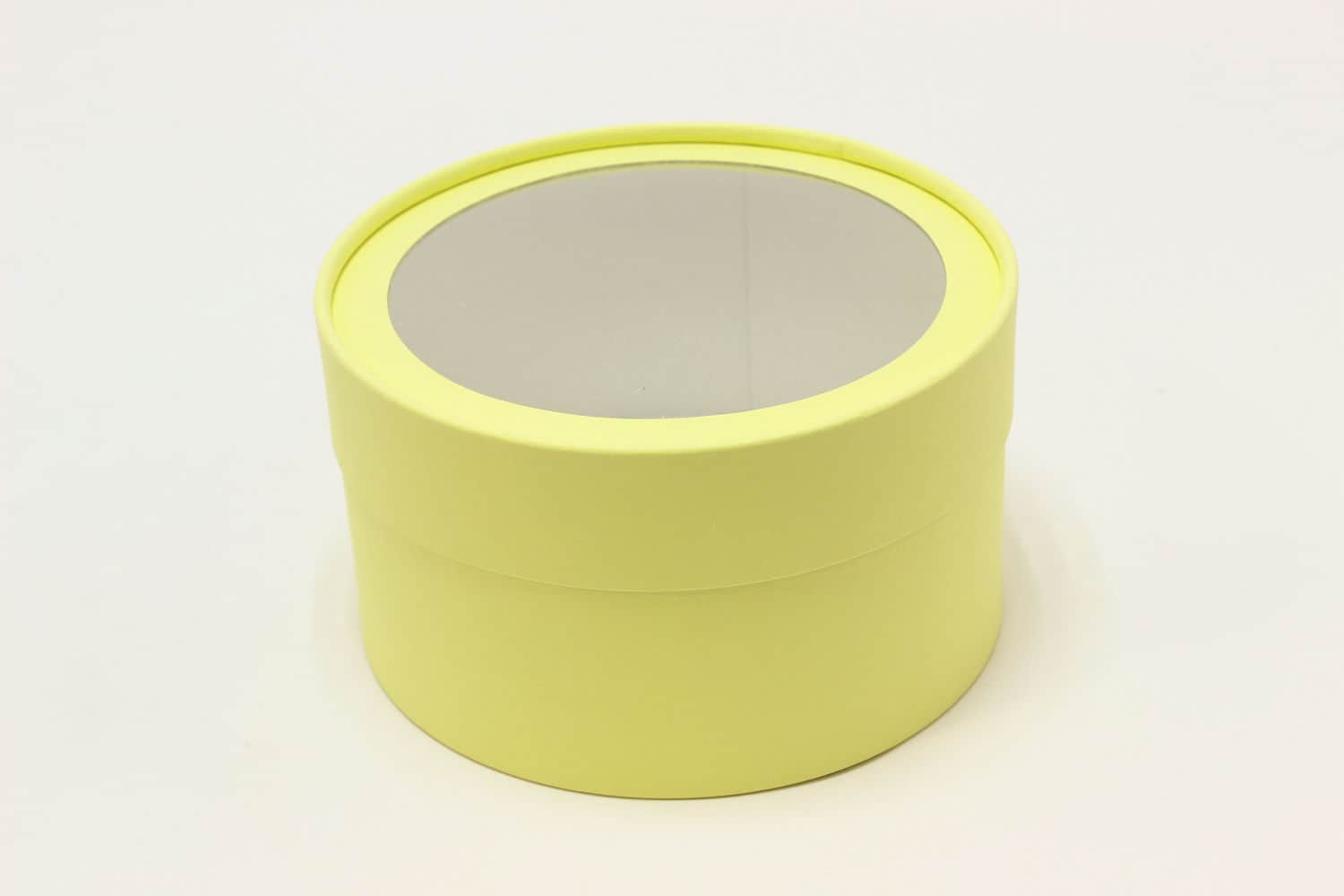 Подарочная коробка круглая с прозрачным окном D16*H9 Светло-желтый №32