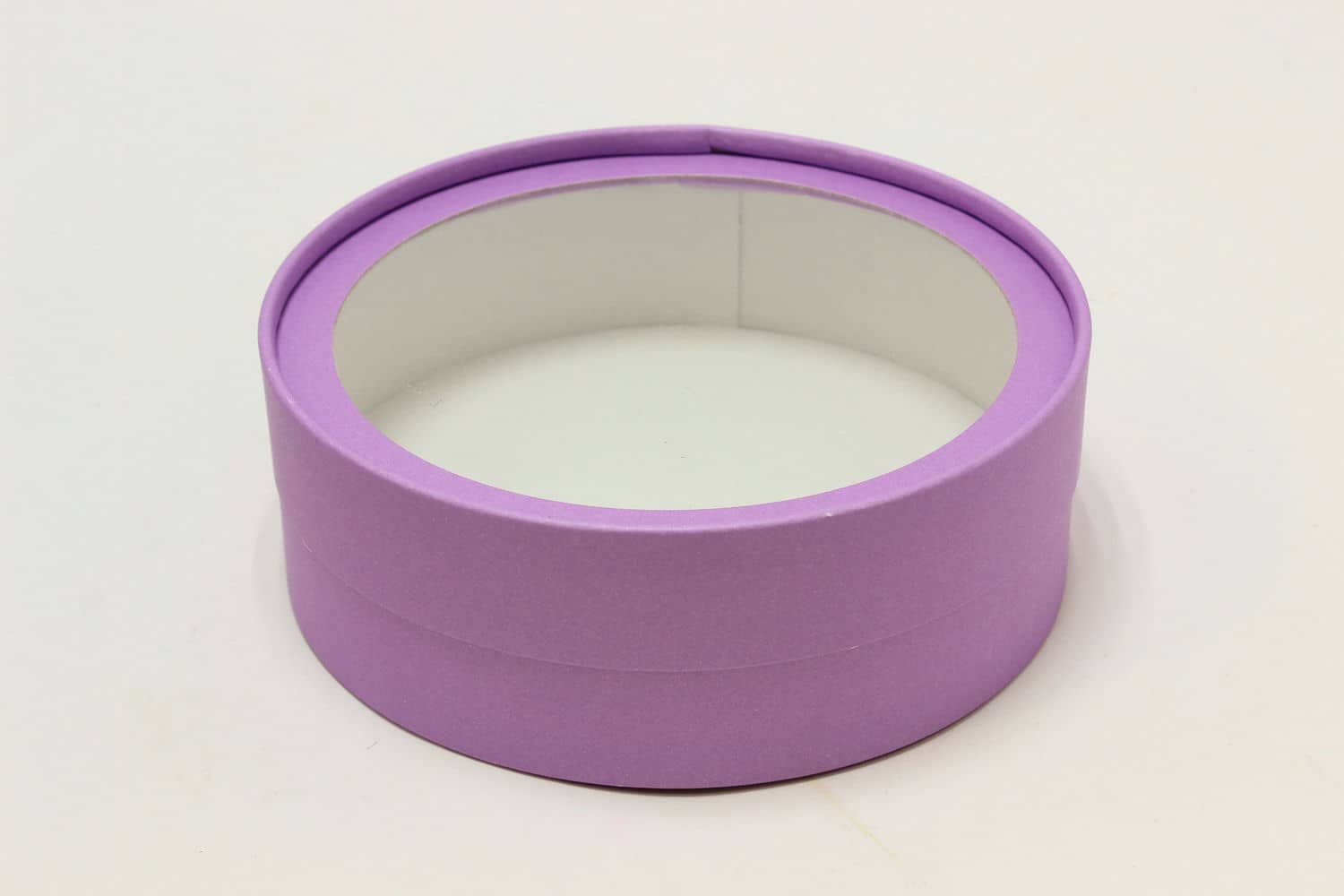 Подарочная коробка круглая с прозрачным окном D18*H6 Фиалка №27