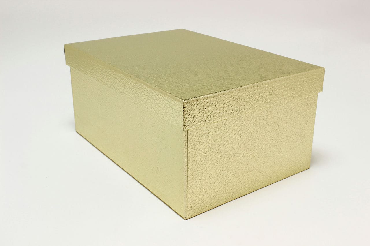 Коробка прямоугольник 40,5*28,5*18,5 см "Кожа крокодила" Золотой (Арт) 7210808/0003-4