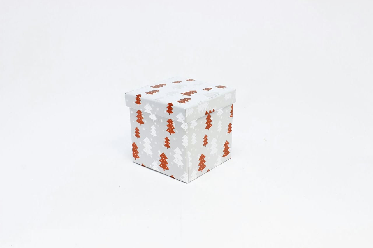 Коробка НГ Куб "Новогодний" Белый 14,5*14,5см (Арт) 730601/1639-7