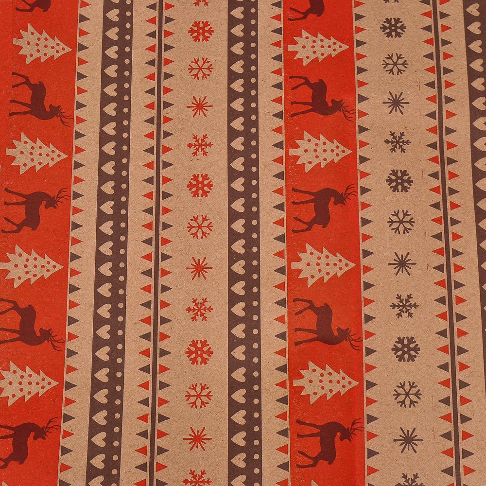 Бумага НГ крафт с рисунком "Рождественские Олени. Узор" 2 цвета 70см (400гр)