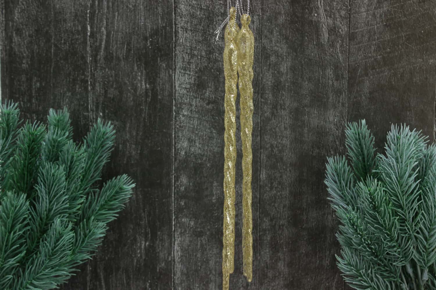 Украшений подвесных Сосулька с глиттером (4шт) 21,5см, Шампань