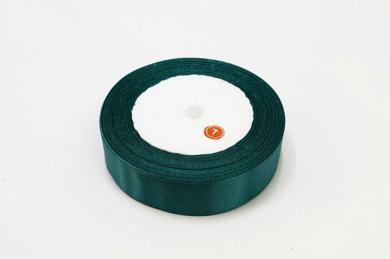 Лента Атласная (Сатин) 2,5см*25ярд Тёмно-бирюзовый