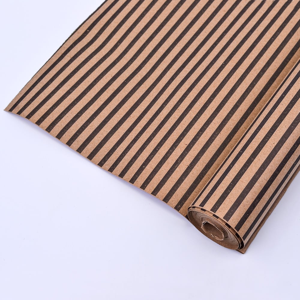 Бумага крафт с рисунком "Полосы узкие" Чёрные 70см (400гр)