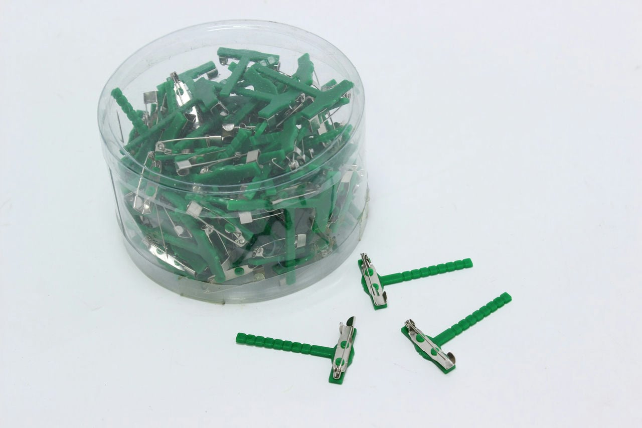 Булавка-клип Гала зеленая, (цена за 1 шт)