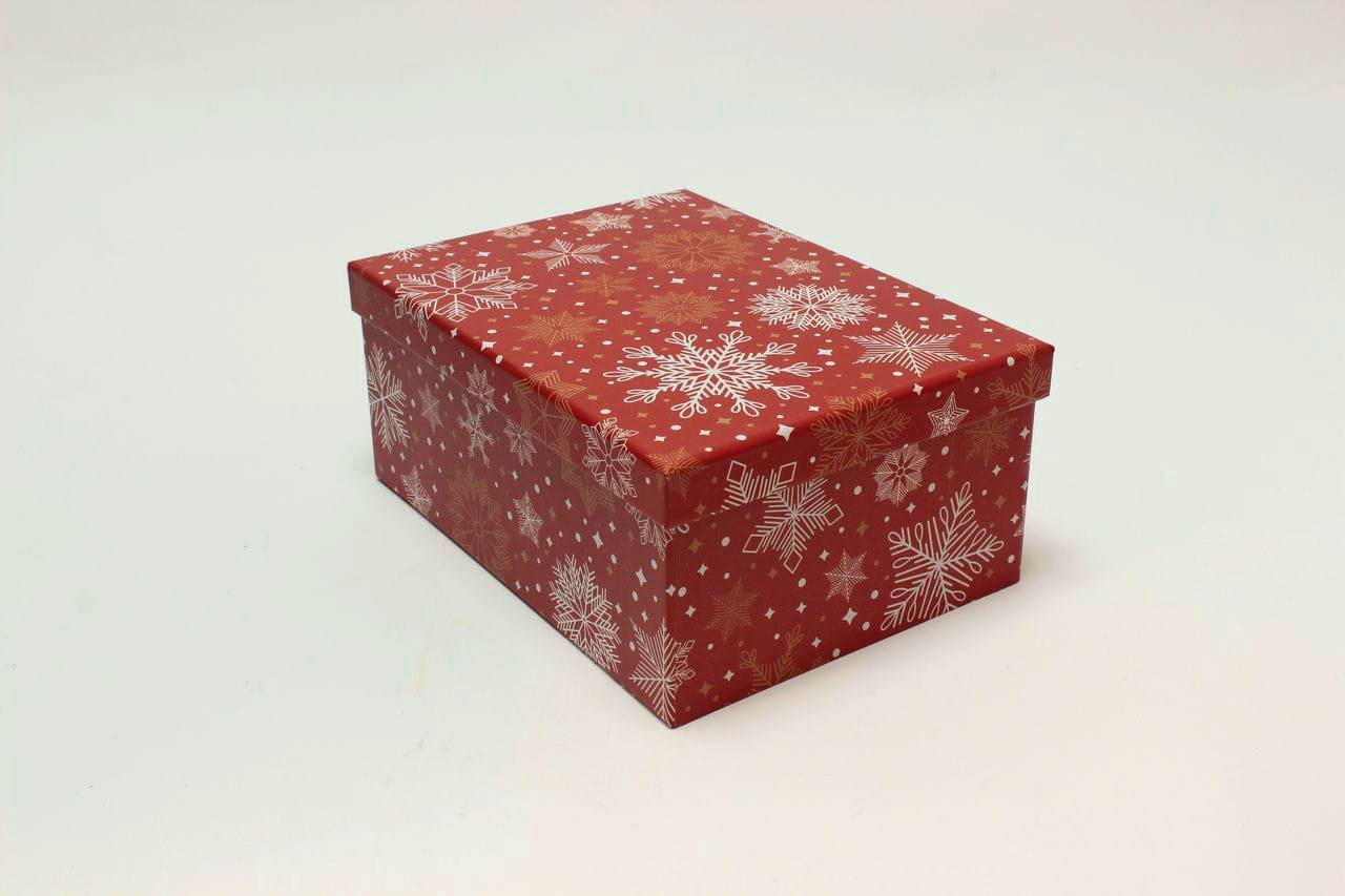 Коробка НГ прямоугольная 26,3*19,3*11,3 см "Снежинки" (Арт) 730604/2308-5