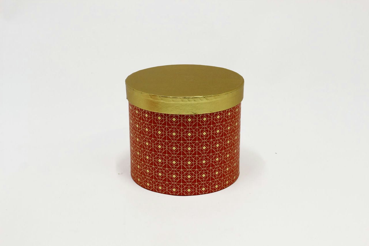 Коробка цилиндр "Геометрия" 17.5x14.6 см, Золото/Красная (Арт) 88002470-2