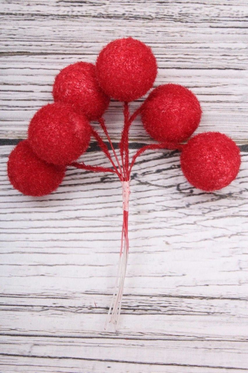Связка шариков на проволоке, 2х2х8 см, 6 шт., красный 84914 М