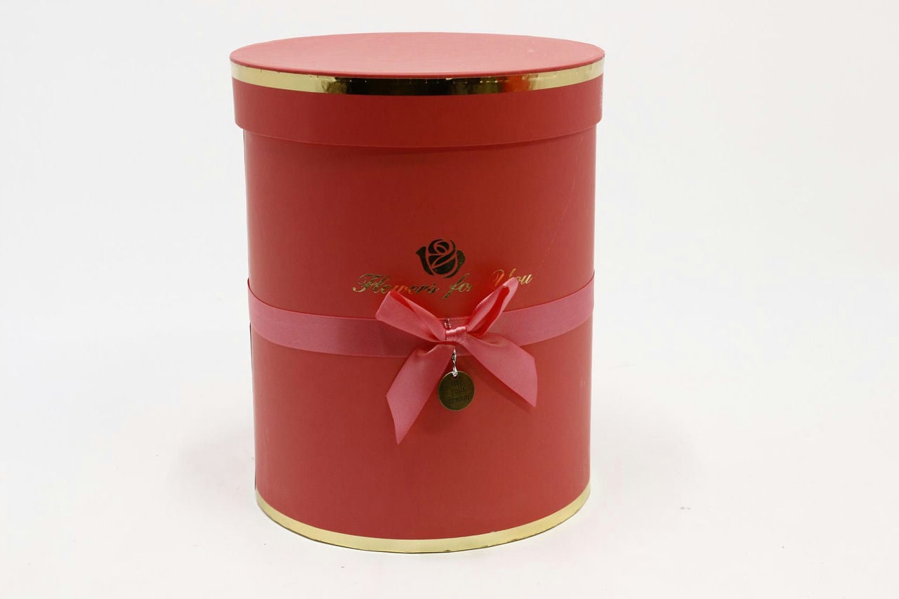 Коробка Цилиндр 19*23,5 см "Flowers for you" Лососевый (Арт) 720950/5-2