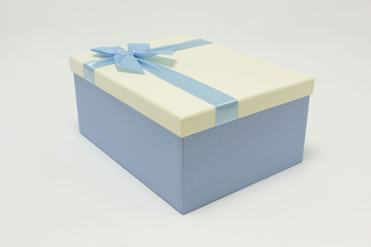 Коробка прямоугольная "Бант" Голубой/Бежевый 32*24,5*14,4 см (Арт) 721604/0075-2