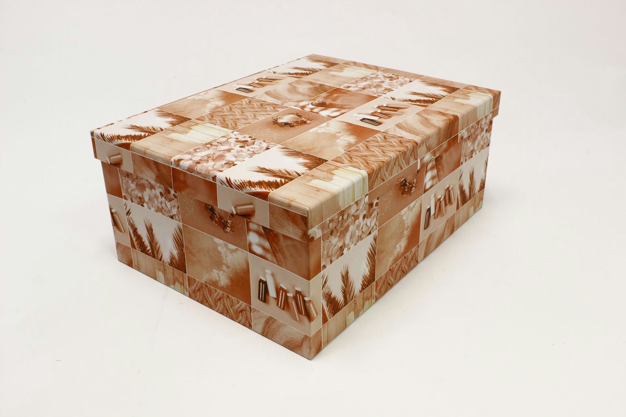 Коробка прямоугольная "Коллаж в персиковом тоне" 36,5*27,8*15,3 см (Арт) 721902/1799-4