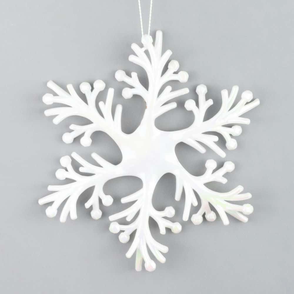 Украшение подвесное Снежинка (пластик), 14х14см, Белый