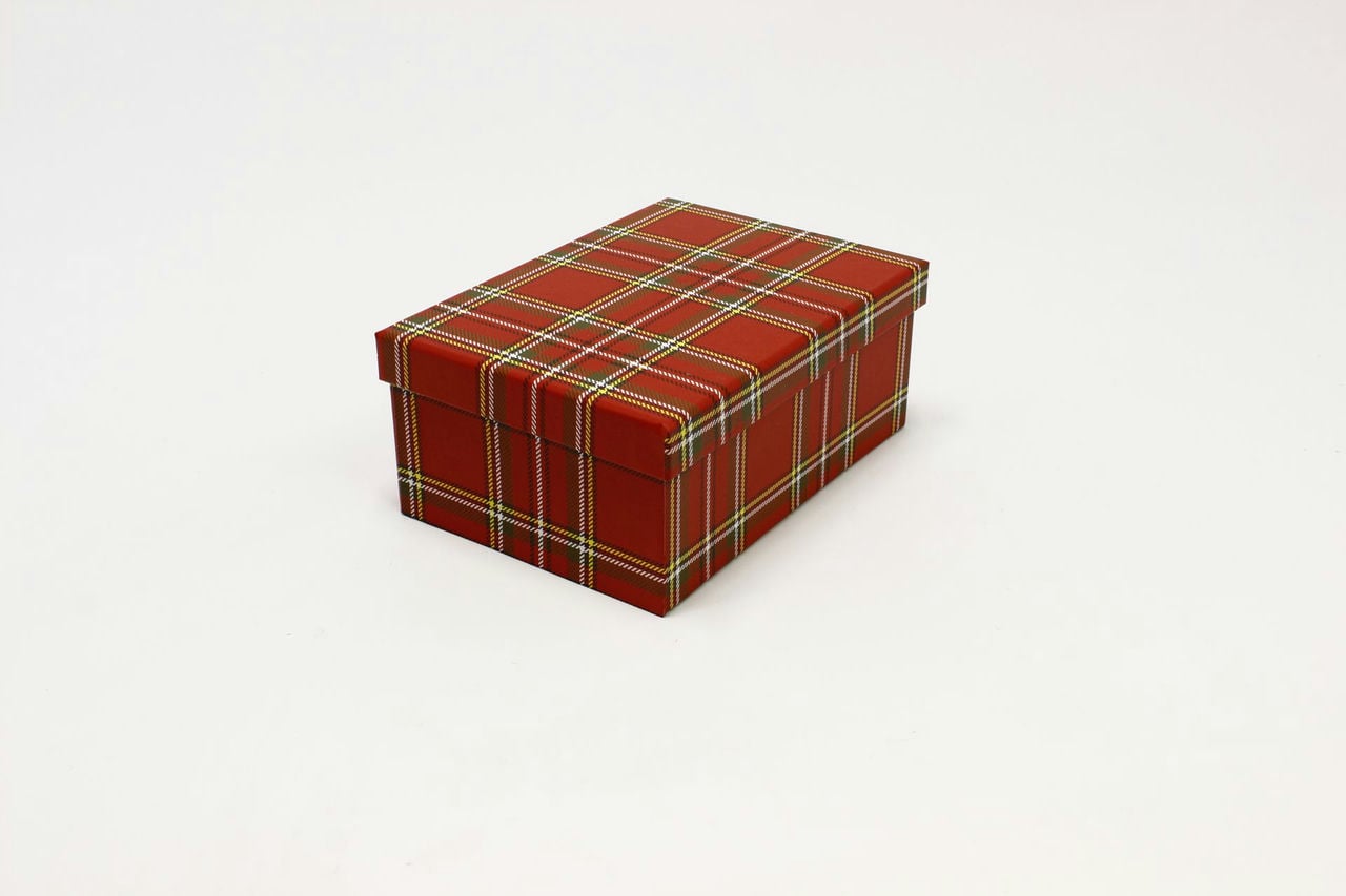 Коробка прямоугольная "Клетка" Красный 22,5*15,8*9,5 см (Арт) 721604/500-7