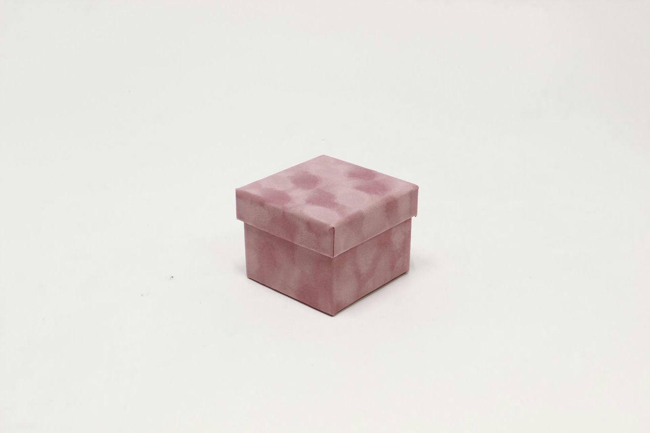 Коробка Велюр квадрат 11x11x8.5 см розовый (Арт) 4829655-3
