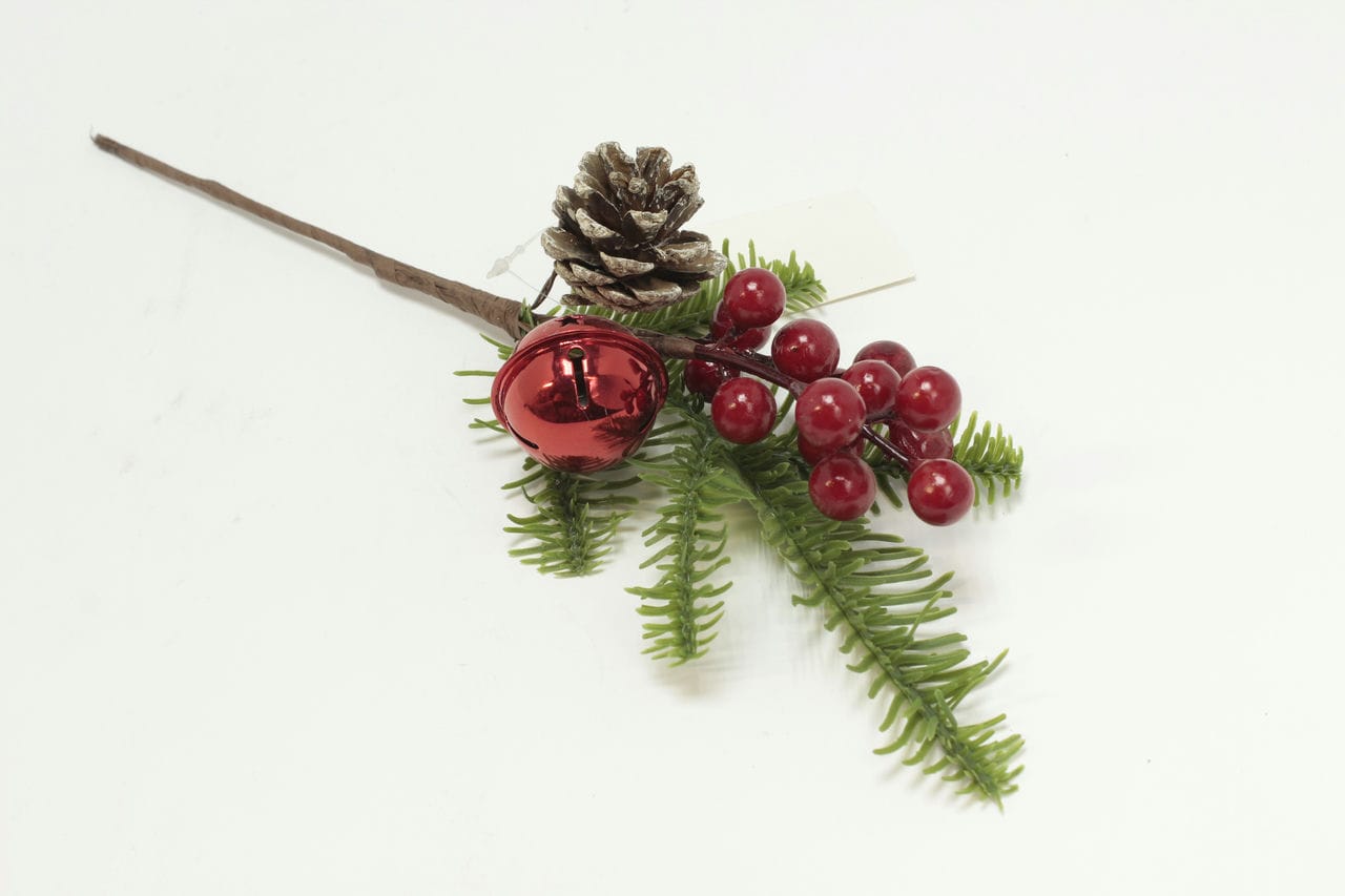 Ветка с ягодами, шариком и шишкой, H30 см