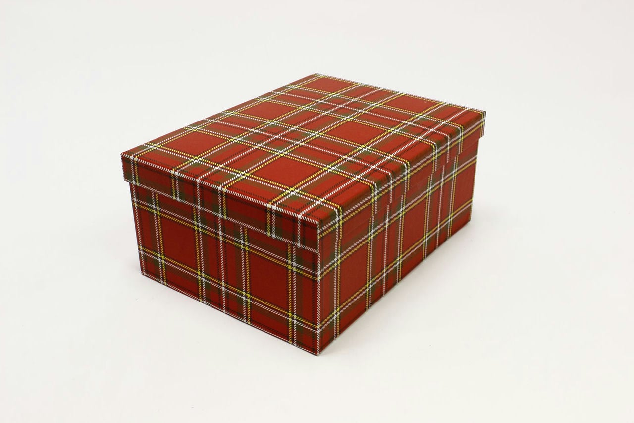 Коробка прямоугольная "Клетка" Красный 28*21*12,3 см (Арт) 721604/500-4