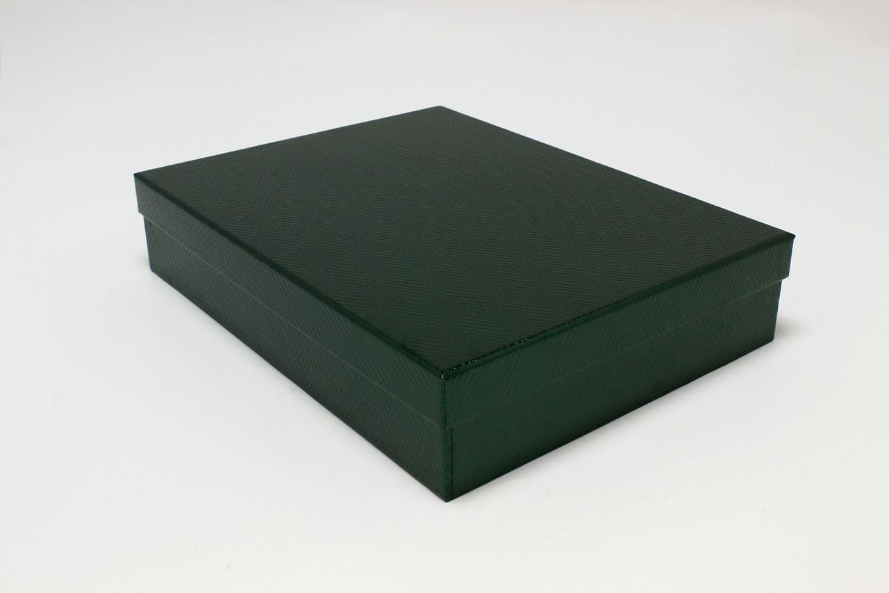 Коробка прямоугольник "Узор" 42*32*8,7 см, Изумрудный (Арт) 721607/0011-3