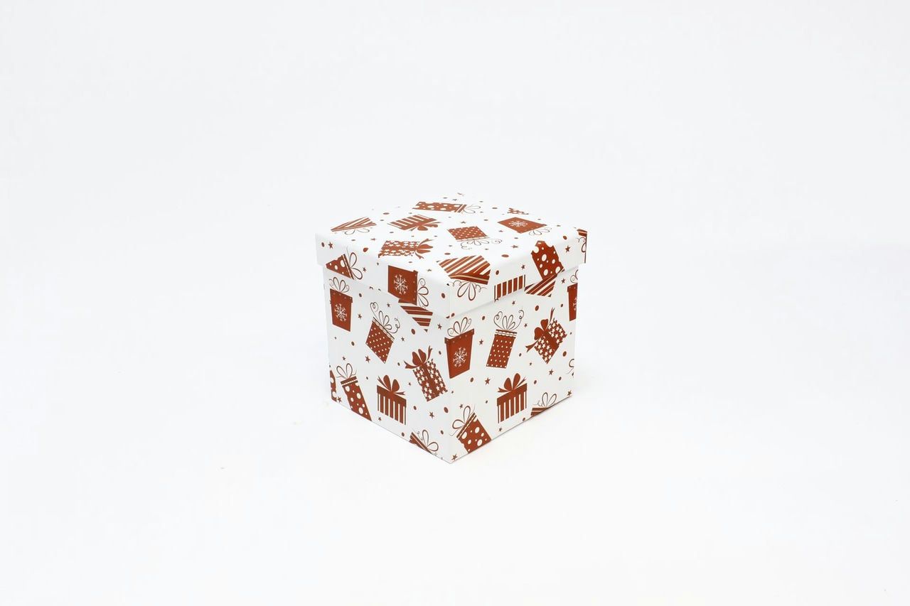 Коробка НГ Куб "Подарки" Белый 14,5*14,5см (Арт) 730601/1689-7