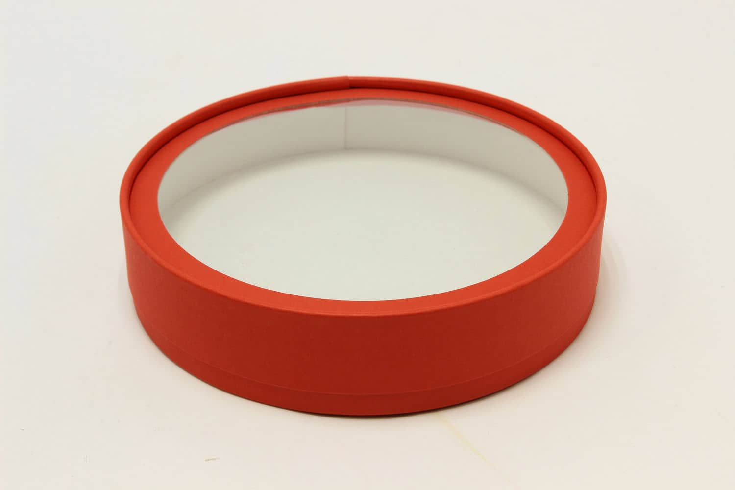 Подарочная коробка круглая с прозрачным окном D20*H5 Красный №12