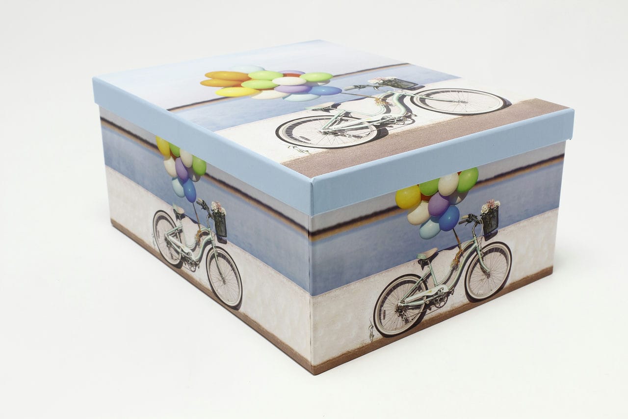 Коробка прямоугольная "Велосипед с шариками" 34*26*15,3 см (Арт) 721605/2218-1