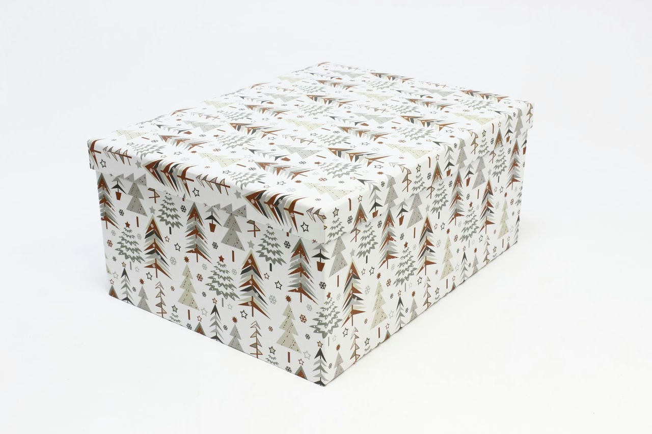 Коробка НГ прямоугольная 32*24,5*14,4 см "Елки" (Арт) 730604/1640-2