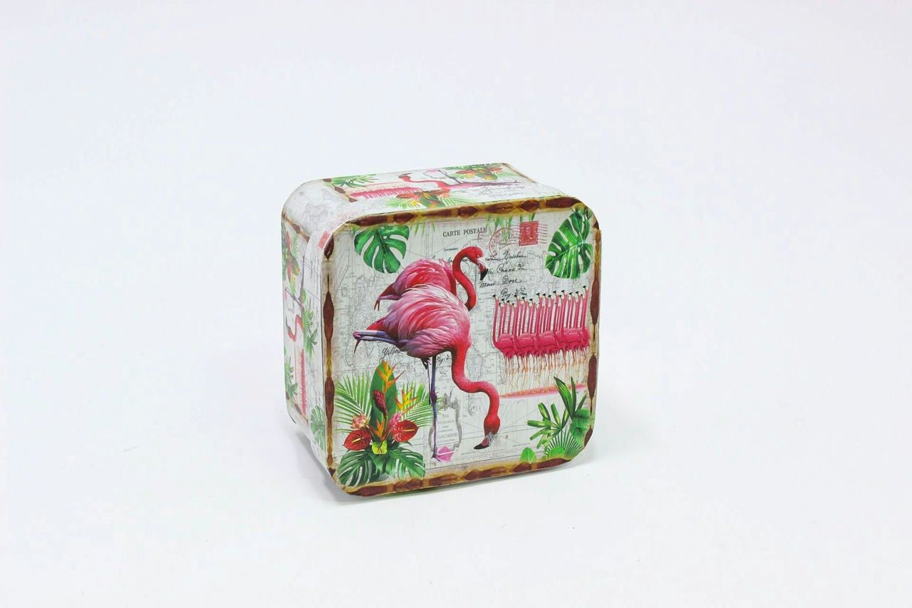 Коробка квадрат 13*13*7,5 см "Фламинго" (Арт) 90005489-3