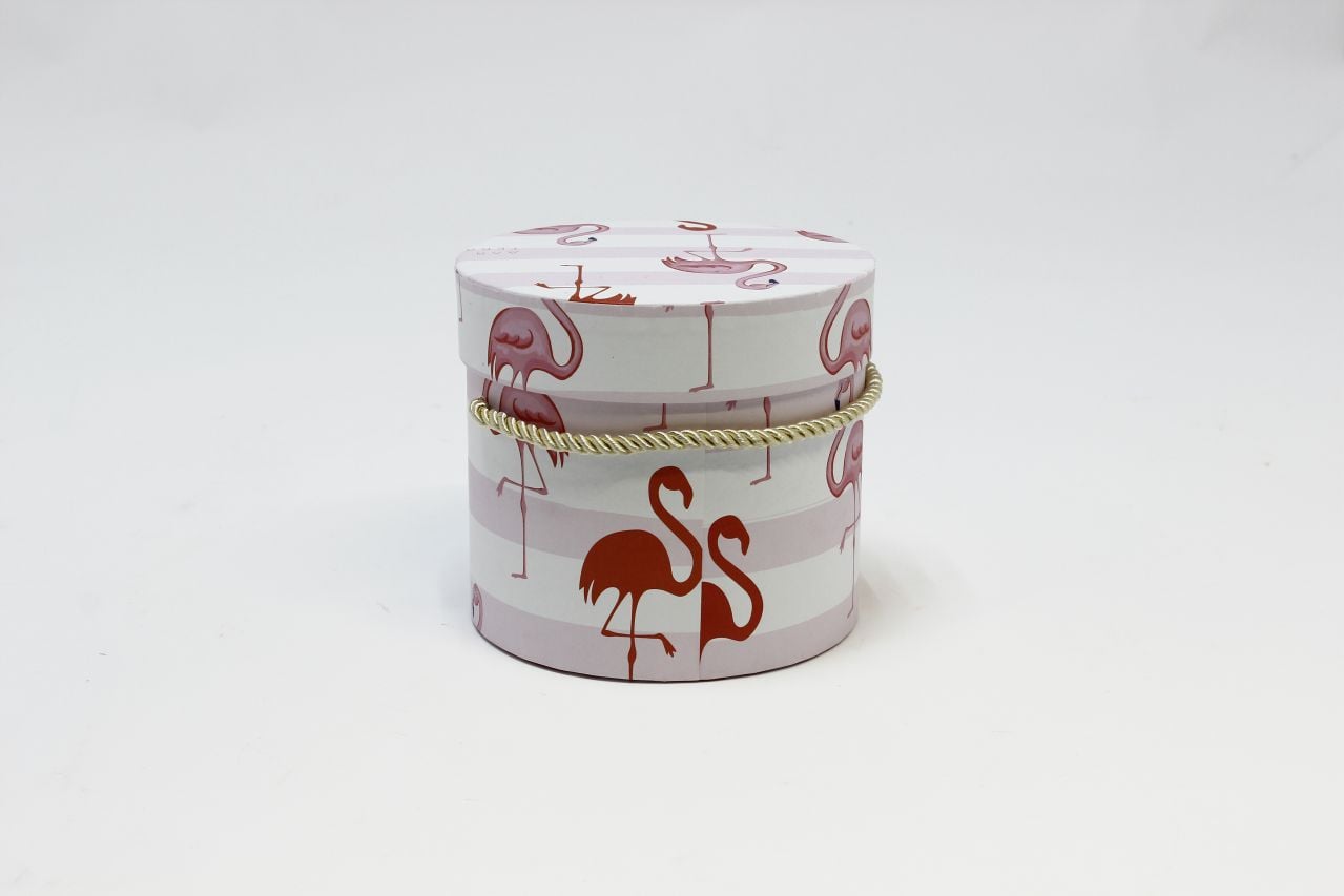 Коробка Цилиндр 13,5*13,5 см "Фламинго" Розовая (Арт) 7201470/3-3