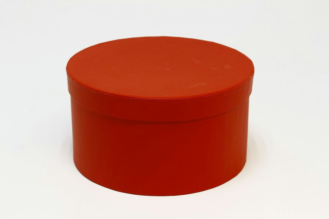 Коробка круг однотонная 22x22x11.8 см, Красный  (Арт) 88002635-1
