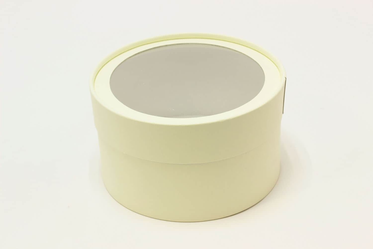 Подарочная коробка круглая с прозрачным окном D16*H9 Натуральный №14