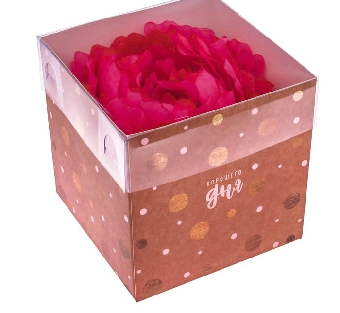 Коробка для цветов с PVC-крышкой «Хорошего дня», 12 × 12 × 12 см