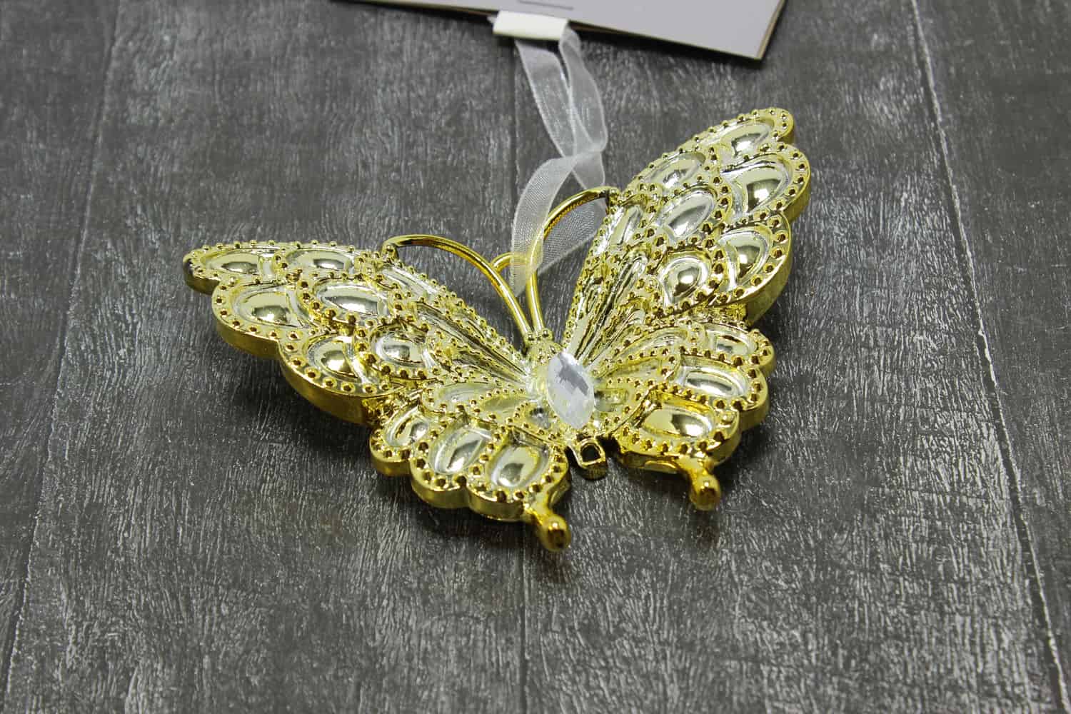 Украшение подвесное Бабочка (пластик), 9х11,5см, Золотой