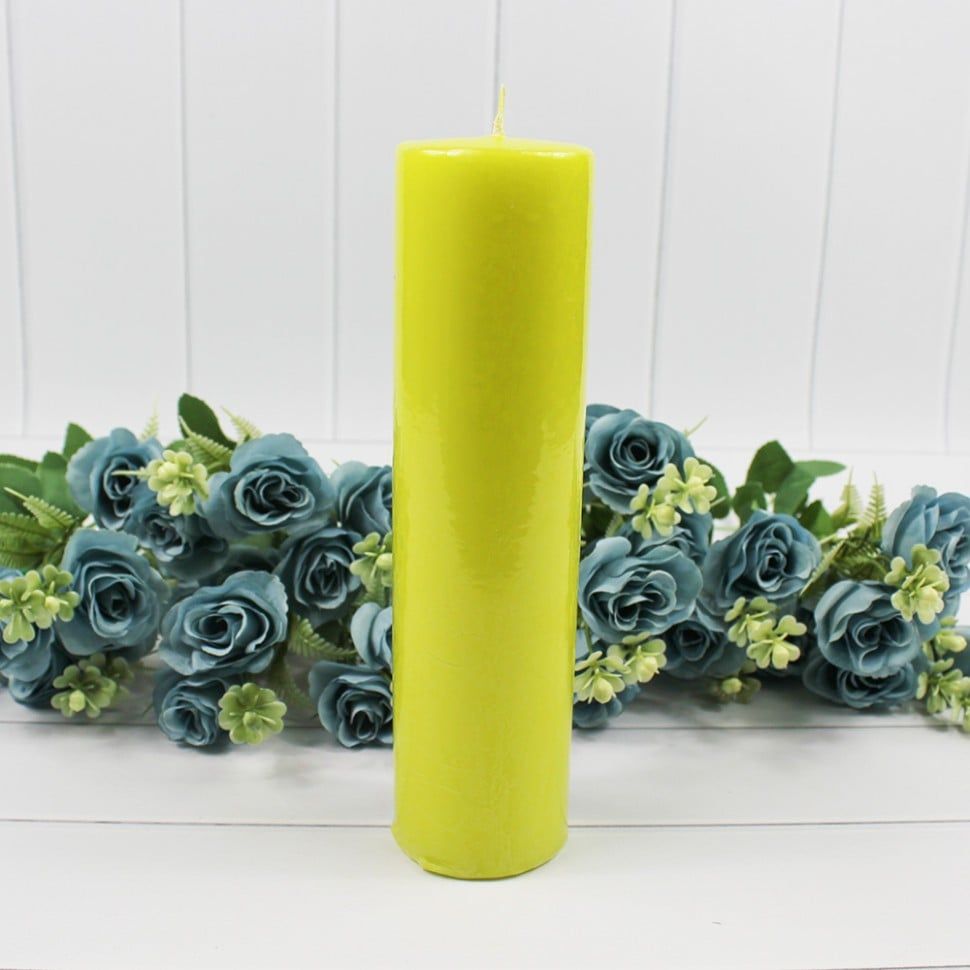 Свечи для декора - Цилиндр 50 мм Н200 мм, "парафиновая" лимон