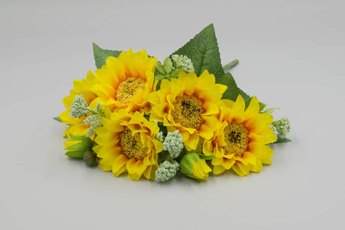 Букет подсолнухов с добавкой "Мини" H30см Желтый