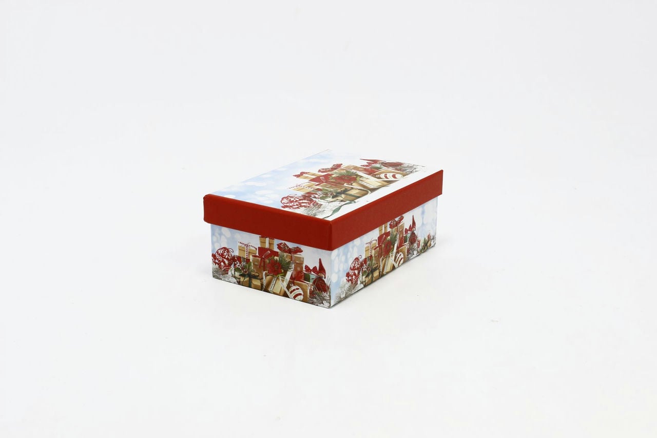 Коробка НГ прямоугольная 19*13*7,5 см "Подарки" (Арт) 730605/1668-10