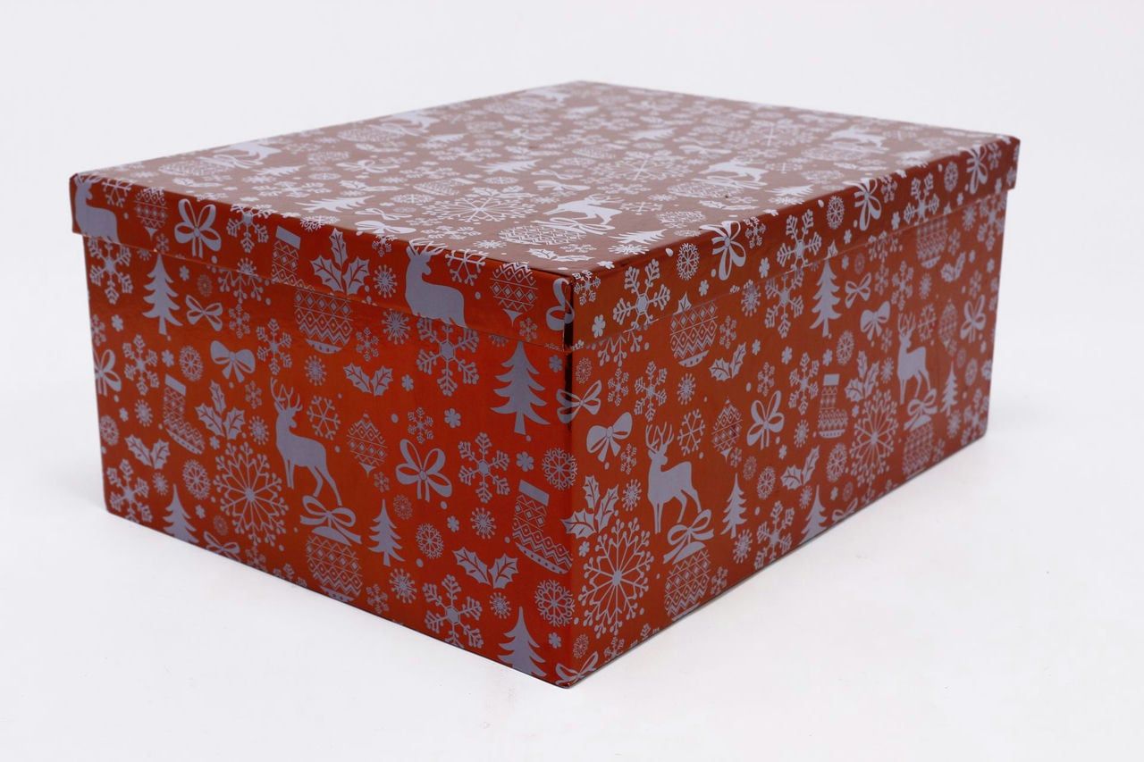 Коробка НГ прямоугольная 37,5*29*16 см "Новогодний" Красный (Арт) 730605/1634-1