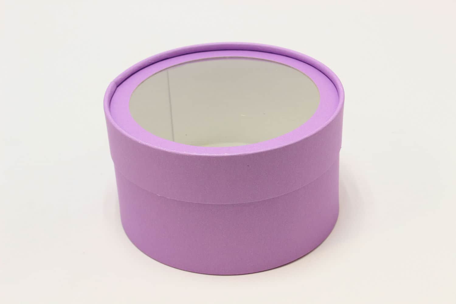 Подарочная коробка круглая с прозрачным окном D16*H9 Фиалка №27