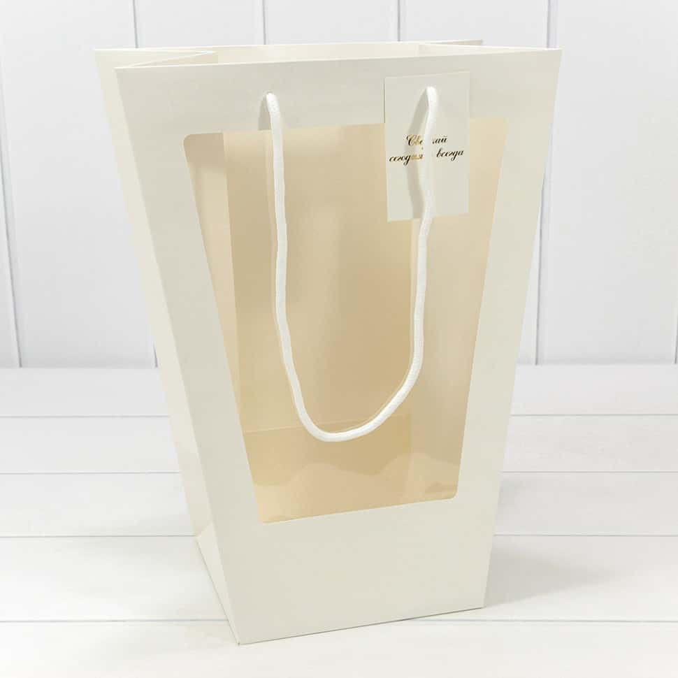 Пакет подарочный с окошком 17*28*37 см, Белый