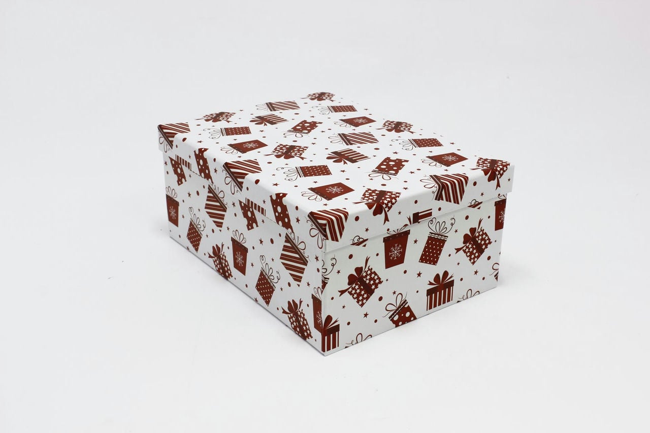 Коробка прямоугольная 28*21*12,3 см "Подарки" Белый (Арт) 730604/1689-4