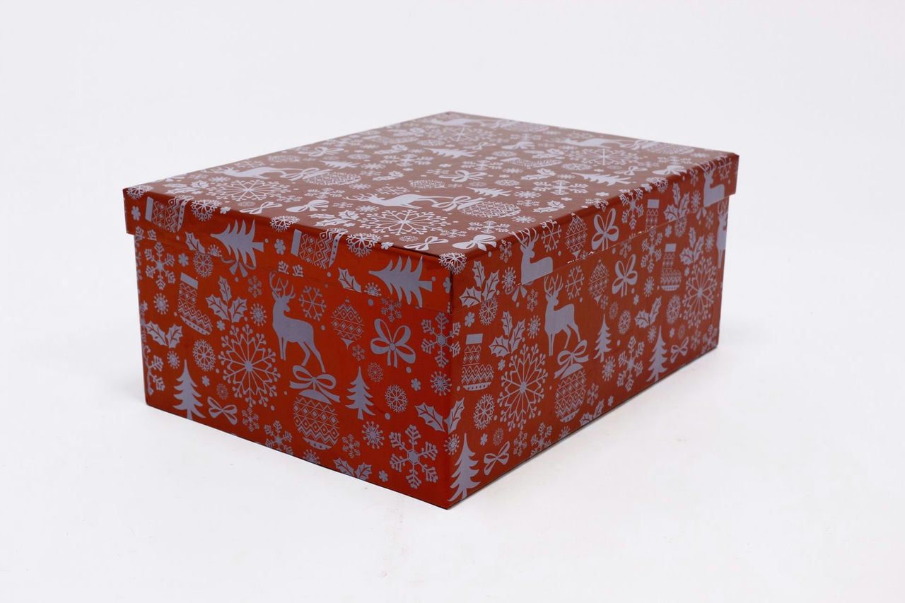 Коробка НГ прямоугольная 31*23*13,5 см "Новогодний" Красный (Арт) 730605/1634-4