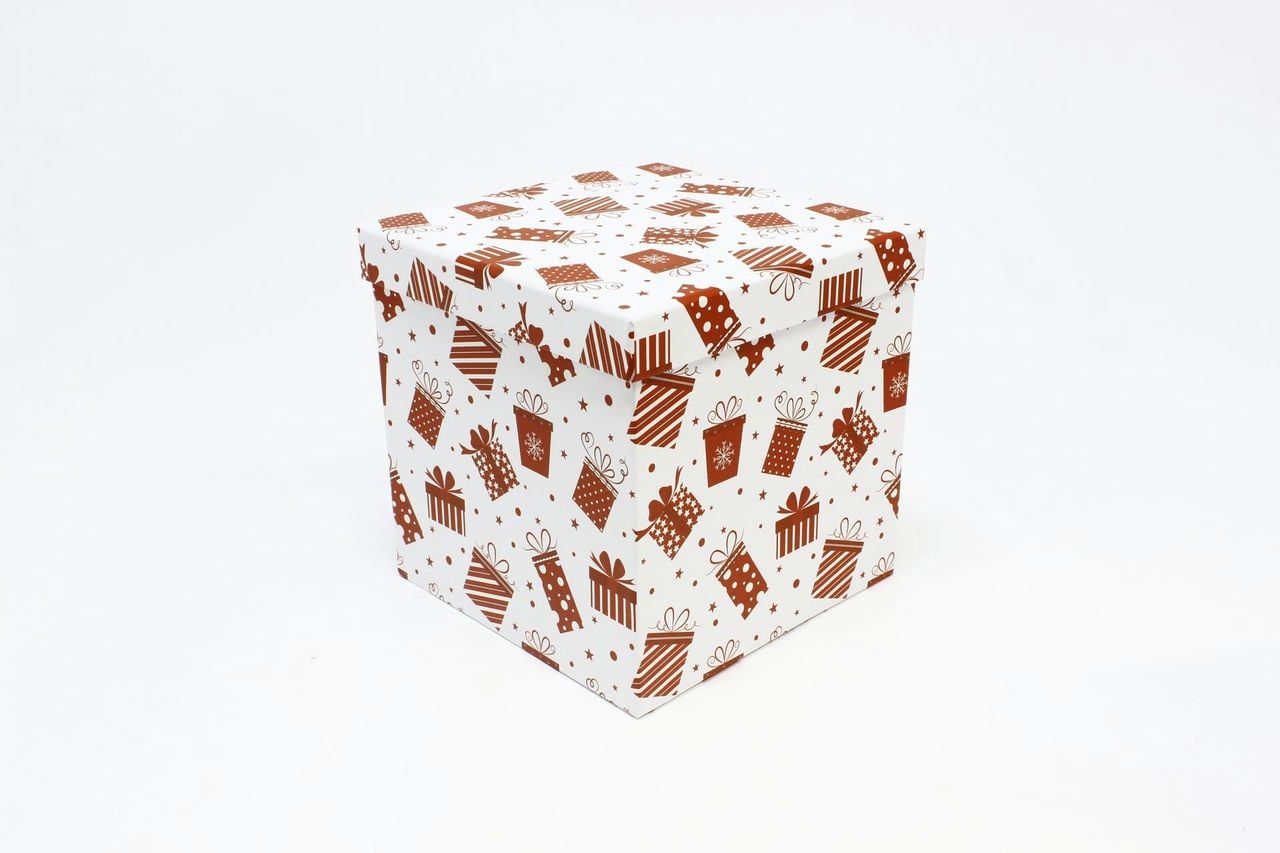 Коробка НГ Куб "Подарки" Белый 20,5*20,5см (Арт) 730601/1689-4