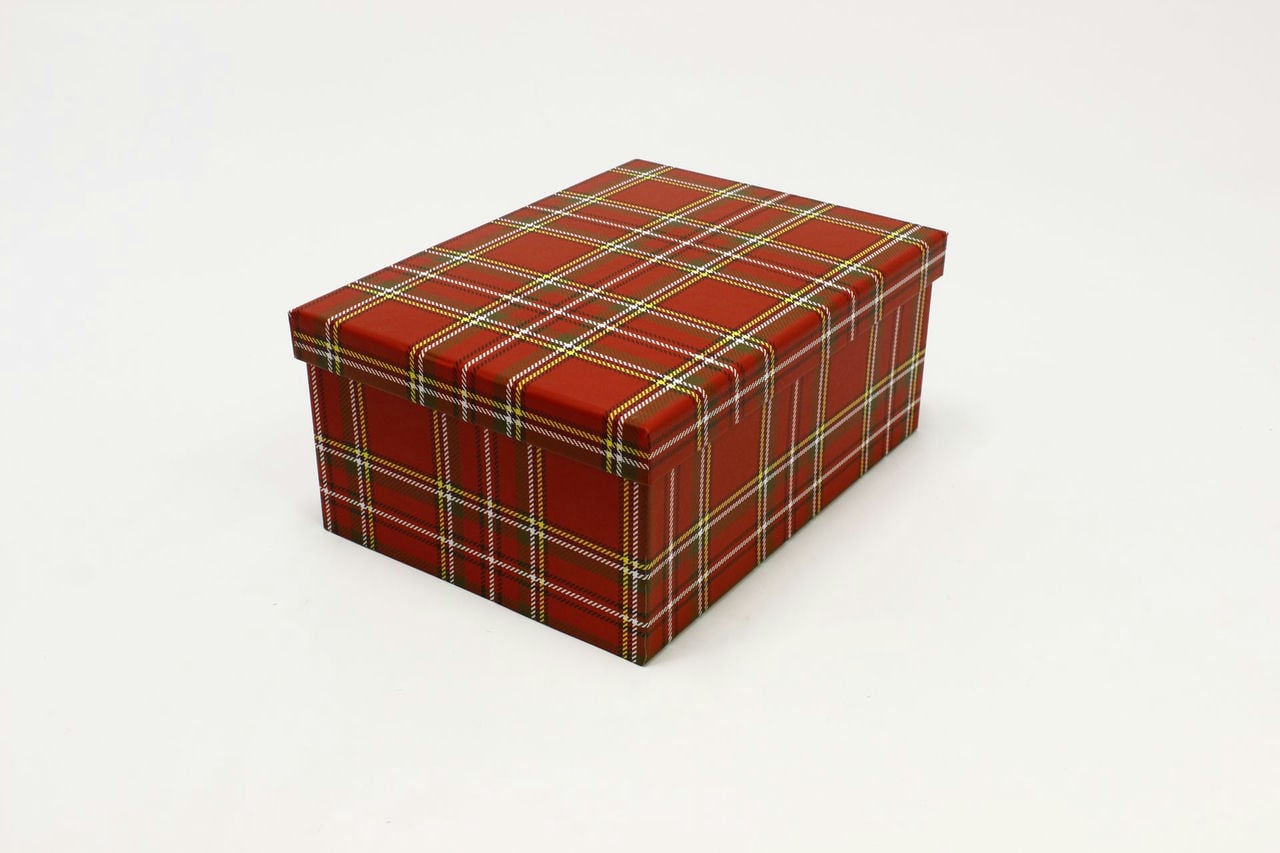 Коробка прямоугольная "Клетка" Красный 26,3*19,3*11,3 см (Арт) 721604/500-5
