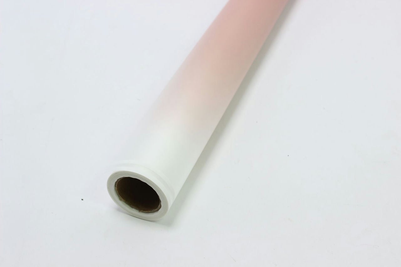 Плёнка 0,58*10м матовая с двойной белой полосой 50мкм Серовато-розовый