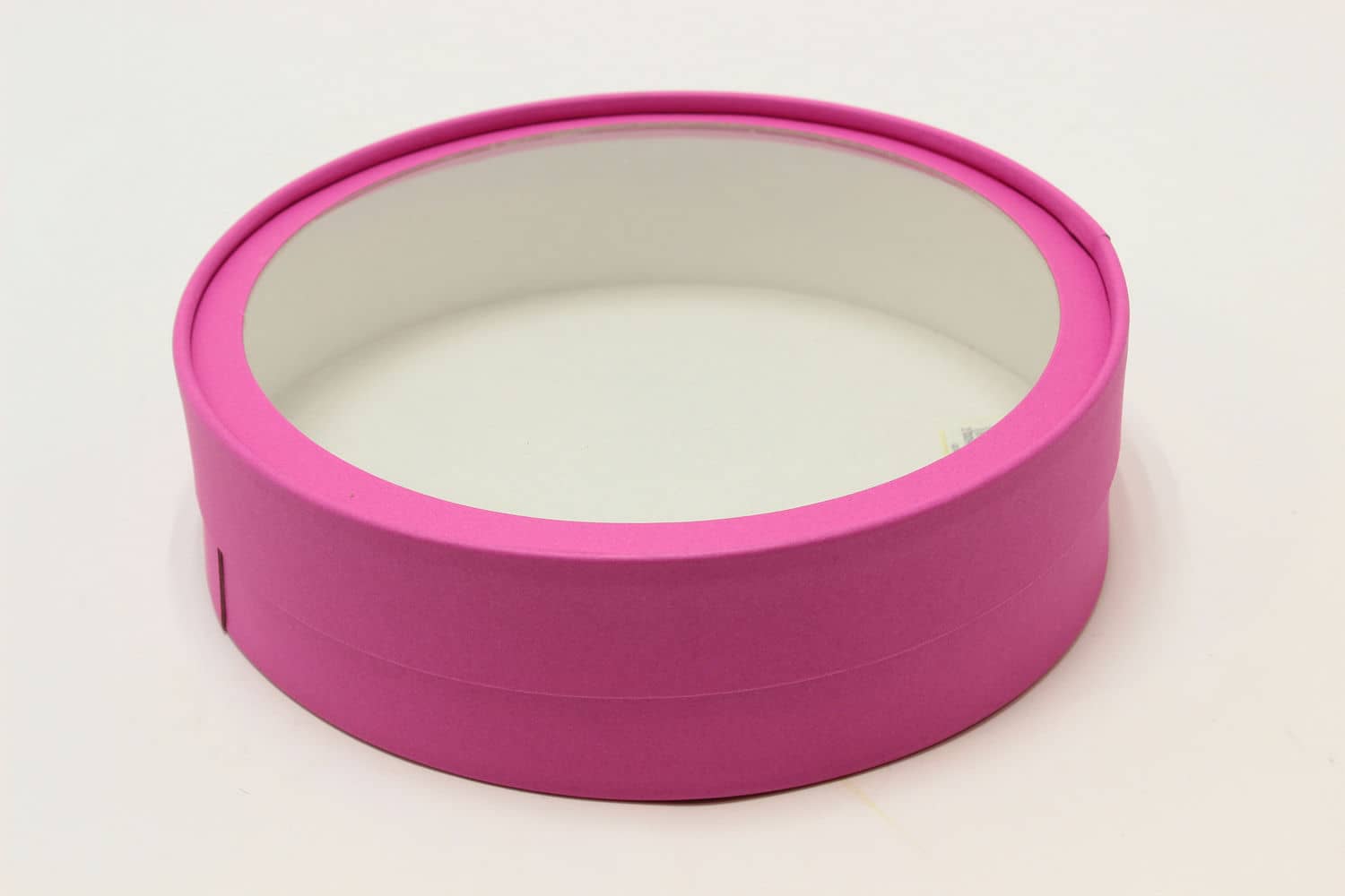 Подарочная коробка круглая с прозрачным окном D22*H6 Фуксия №4